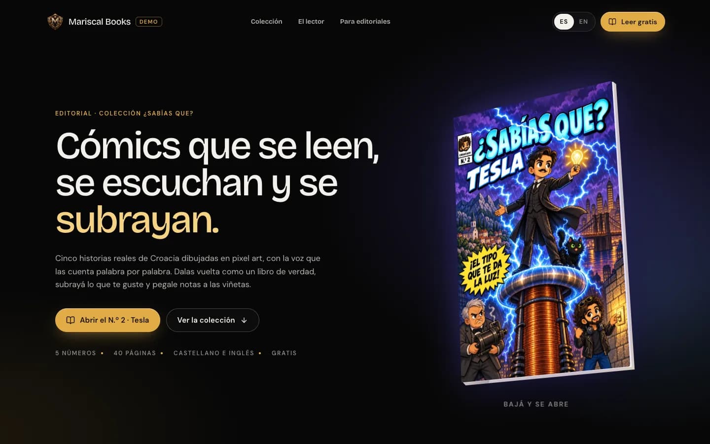 books.themariscal.com en una pantalla de escritorio