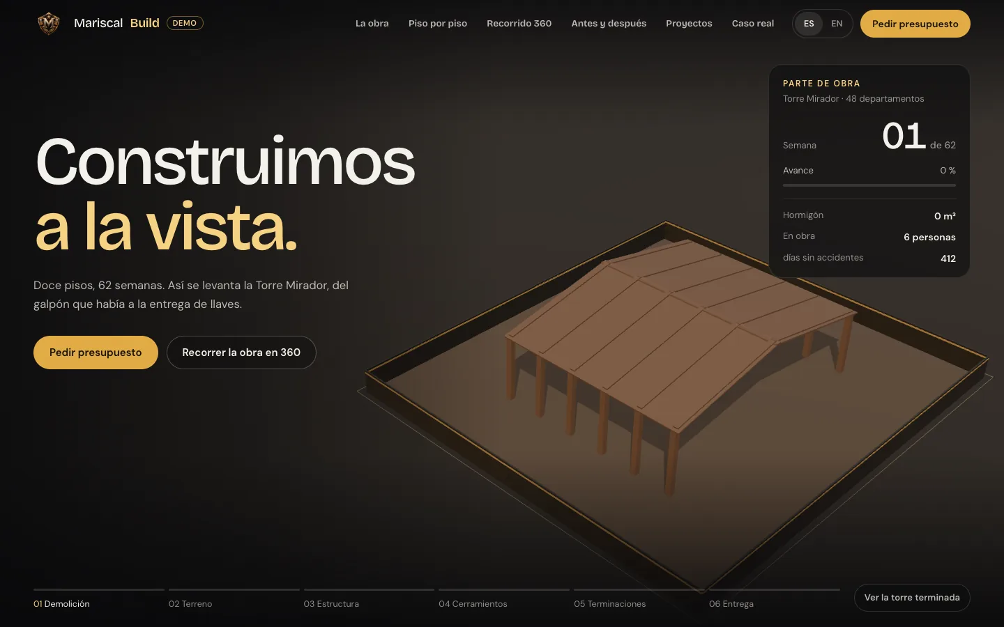 build.themariscal.com en una pantalla de escritorio