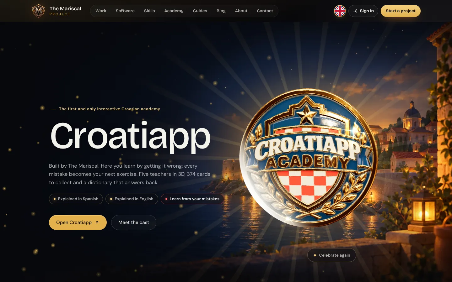 croatiapp.themariscal.com on a desktop screen