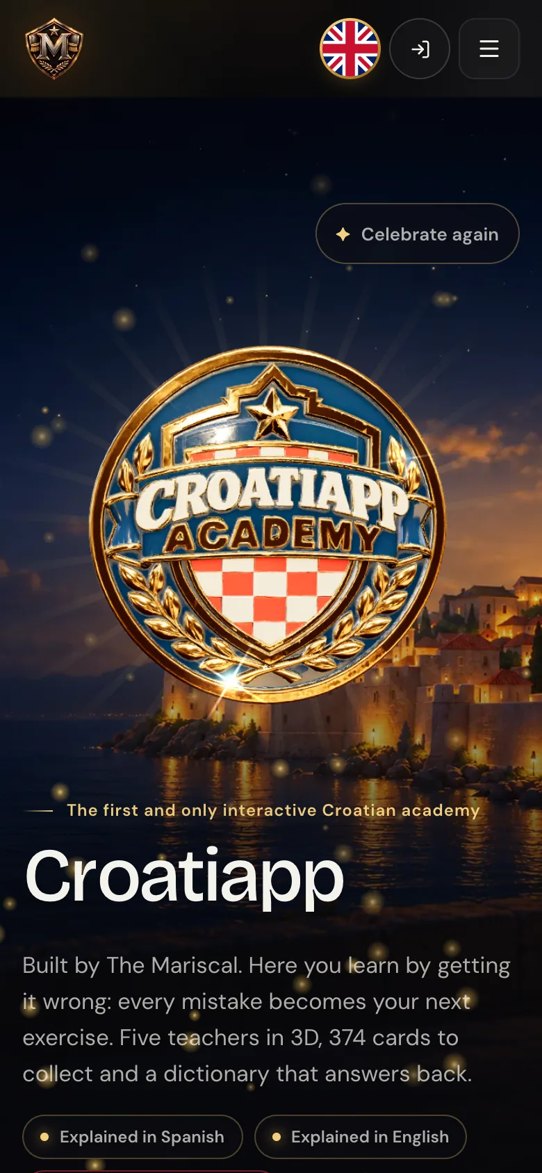 croatiapp.themariscal.com on a phone