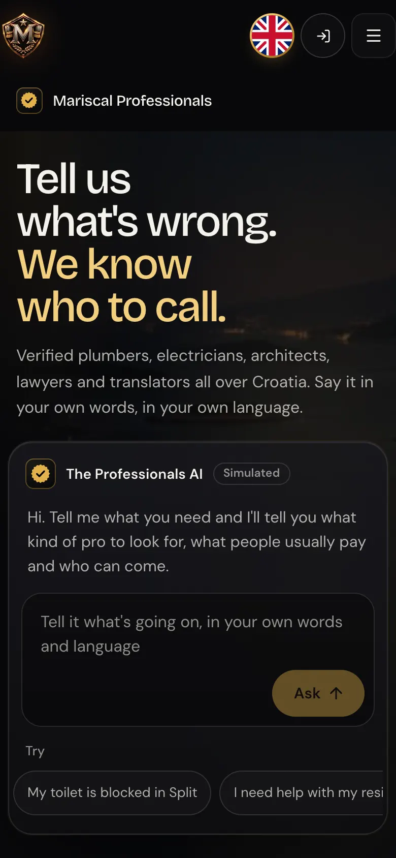 nextjs-themariscal-v2-professionals.vercel.app on a phone