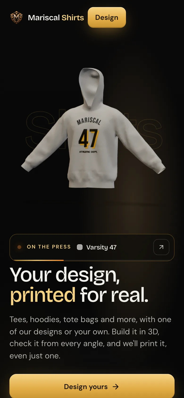shirts.themariscal.com na mobitelu