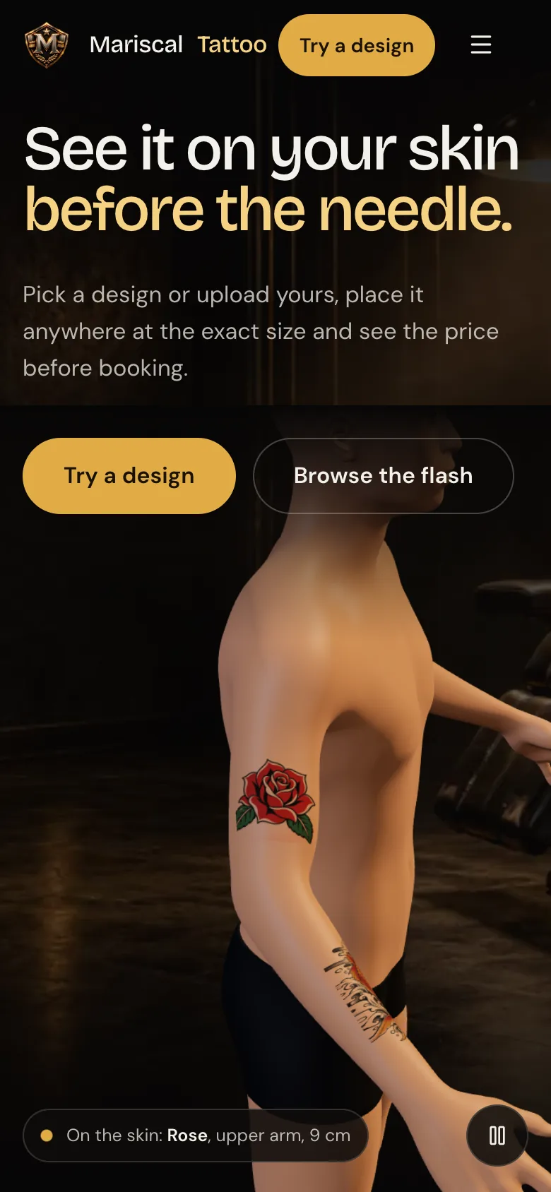 tattoo.themariscal.com on a phone
