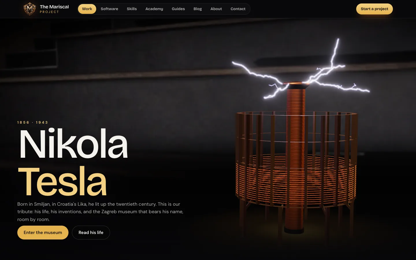 tesla.themariscal.com on a desktop screen