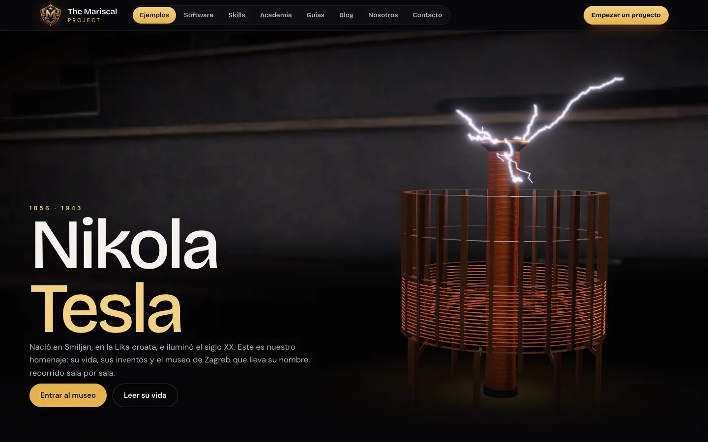 tesla.themariscal.com en una pantalla de escritorio