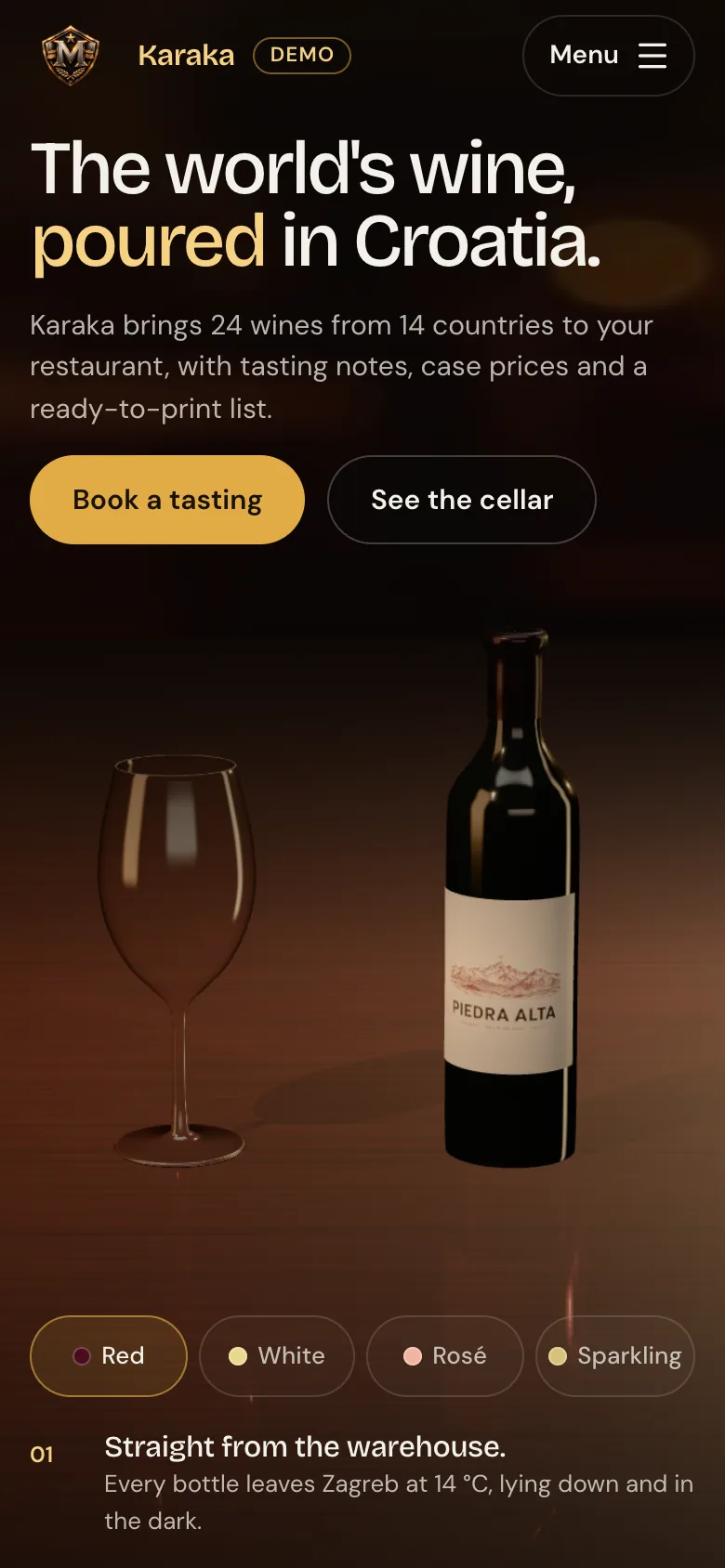 wines.themariscal.com on a phone