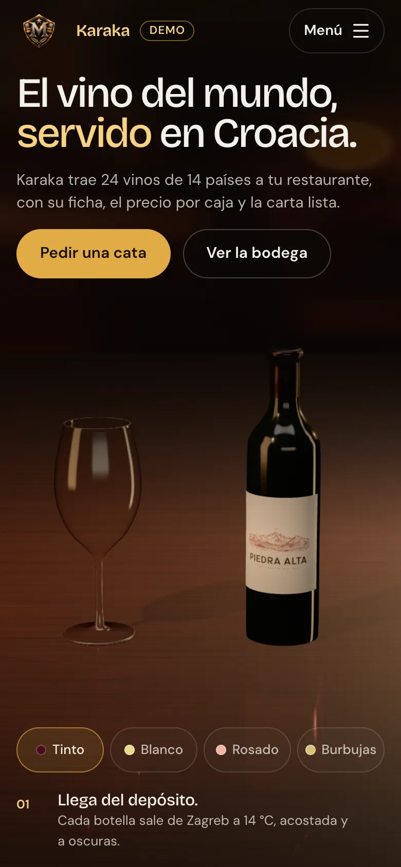 wines.themariscal.com en un celular